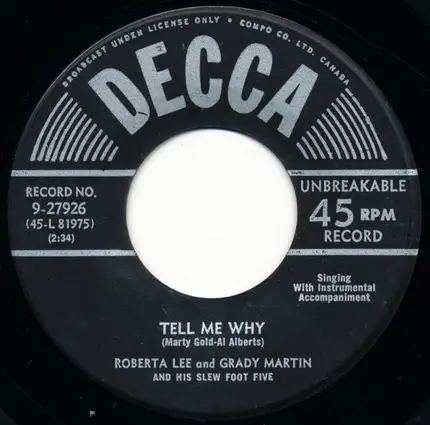 Grady Martin And The Slew Foot Five , Roberta Lee - Slew Foot Rag / Tell Me Why