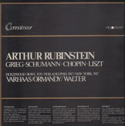 Grieg / Schumann / Chopin / Liszt - Arthur Rubinstein - Hollywood Bowl 1939 (Varhaas) / Philadelphia 1947 (Ormandy) / New York 1947 (Wa