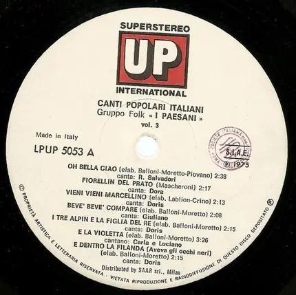 Gruppo Folk 'I Paesani' - Canti Popolari Italiani Vol. 3