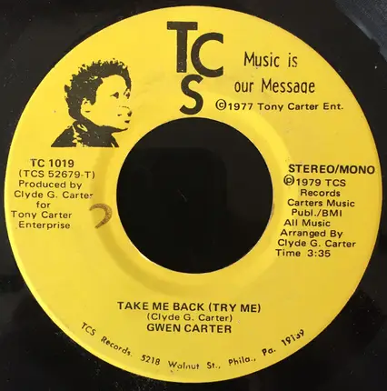 Gwen Carter - Learning To Lean/ Take Me Back (Try Me)