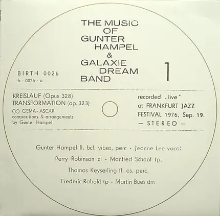 Gunter Hampel & Galaxie Dream Band - Transformation