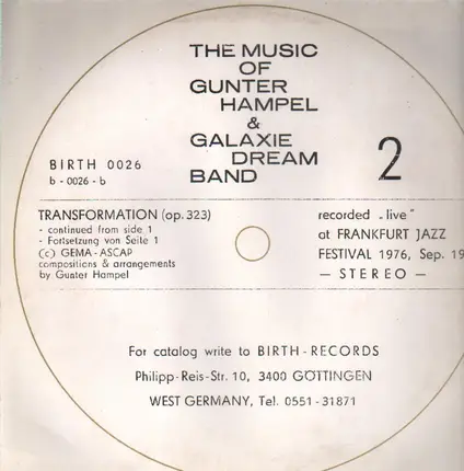 Gunter Hampel & Galaxie Dream Band - The Music of