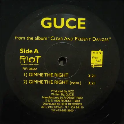 Guce - Gimme The Right / A 'G'