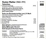 CD - Gustav Mahler - Radio-Symphonie-Orchester Berlin , Jesús López-Cobos - Todtenfeier / Suite Aus Orchesterwerken Von J. S. Bach