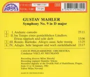 CD - Gustav Mahler - The Czech Philharmonic Orchestra , Václav Neumann - Symphony No. 9