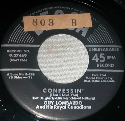 Guy Lombardo And His Royal Canadians - Somebody Loves Me / Confessin'