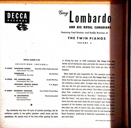 Guy Lombardo And His Royal Canadians - The Twin Pianos - Volume Two