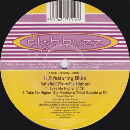H2O Featuring Billie - Satisfied (Take Me Higher)