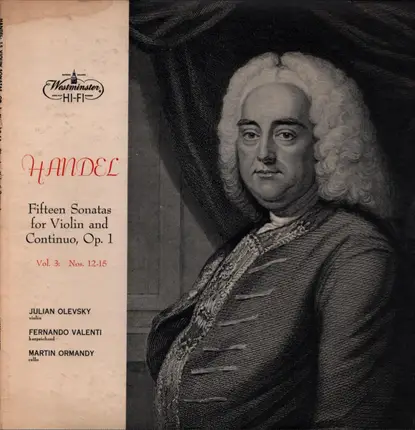 Handel - Fifteen Sonatas Op1. Vol 3
