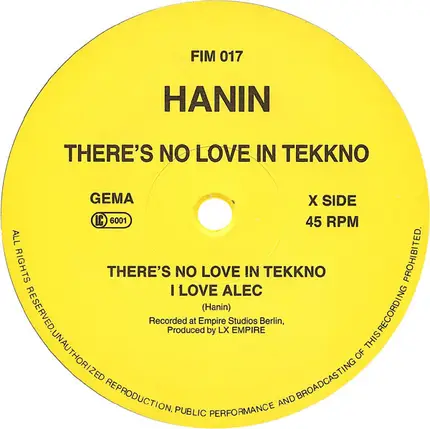 Hanin Elias - There's No Love In Tekkno / Parfum