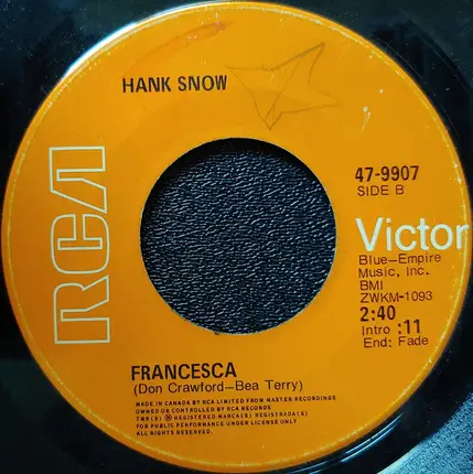 Hank Snow - Come The Morning / Francesca