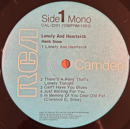 Hank Snow - Lonely and Heartsick