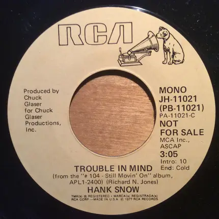 Hank Snow - Trouble In Mind