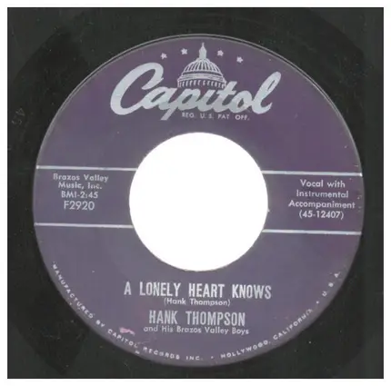 Hank Thompson and His Brazos Valley Boys - A Lonely Heart Knows / The New Green Light