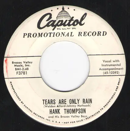 Hank Thompson And His Brazos Valley Boys - Under The Double Eagle / Tears Are Only Rain