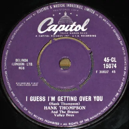 Hank Thompson - I Guess I'm Getting Over You