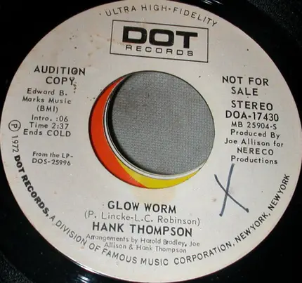 Hank Thompson - You're Nobody Till Somebody Loves You / Glow Worm