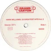LP - Hank Williams - 20 Greatest Hits Vol.2