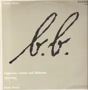 LP - Hanns Eisler B.B. - Ernst Busch - Legenden, Lieder Und Balladen 1914-1934