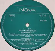 LP - Hanns Eisler - Frühe Kammermusik