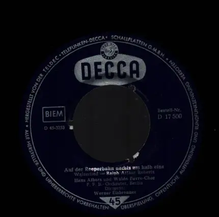 Hans Albers und Waldo Favre-Chor - La Paloma / Auf der Reeperbahn Nachts um Halb Eins