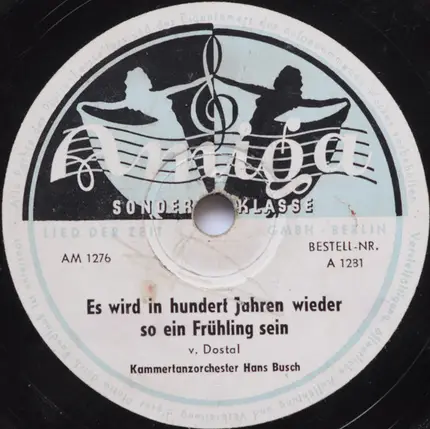 Hans Busch Tanz-Orchester - Es Wird In Hundert Jahren Wieder So Ein Frühling Sein / Adios Muchachos
