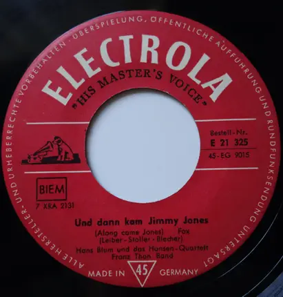 Hans Blum - Und Dann Kam Jimmy Jones / Es Ist Schon Wieder Gleich 'Zehn"