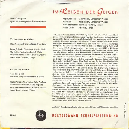 Hans-Georg Arlt Mit Seinem Großen Streichorchester - Im Reigen Der Geigen