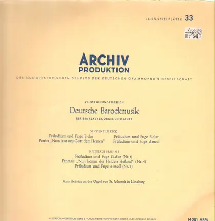 Hans Heintze an der Orgel von St.Johannis in Lüneburg - Deutsche Barockmusik (Lübeck / Bruhns)