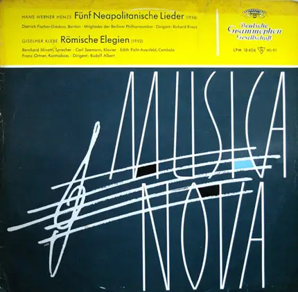 Hans Werner Henze / Giselher Klebe - Dietrich Fischer-Dieskau , Bernhard Minetti , Carl Seemann - Fünf Neapolitanische Lieder (1956) / Römische Elegien (1952)