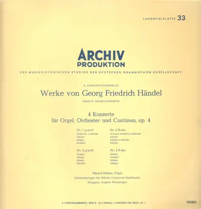 Händel - 4 Konzerte für Orgel, Ochester und Continuo, op.4