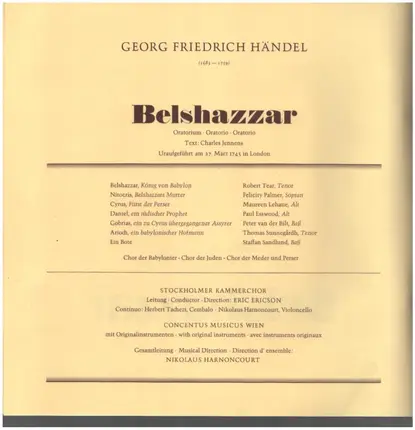 Händel/ N. Harnoncourt, Robert Tear, Concentus musicus Wien - Belshazzar