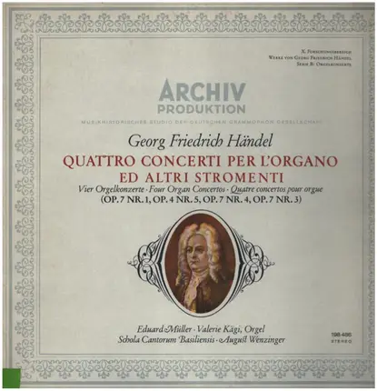 Händel - Quattro Concerti Per L'Organo Ed Altri Stromenti (Op. 7 Nr. 1, Op. 4 Nr. 5, Op.7 Nr.4, Op. 7 Nr. 3)
