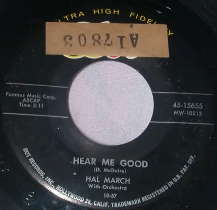 Hal March - One Dozen Roses / Hear Me Good
