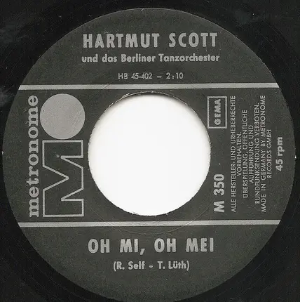 Hartmut Scott - So Süss Wie Susi / Oh Mi, Oh Mei