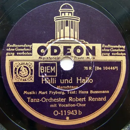 Harald Paulsen / Tanzorchester Robert Renard - Kannst Du Pfeifen, Johanna? / Halli Und Hallo