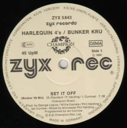 Harlequin 4's / Bunker Kru - Set It Off (Bunker '88 Mix)