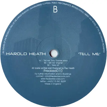 Harold Heath - Tell Me