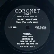 LP - Harry Belafonte / The Islanders - Harry Belafonte Sings Five Early Songs / Also Songs In The Sun By The Islanders - Mono
