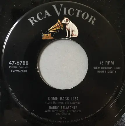 Harry Belafonte - Come Back Liza / Brown Skin Girl