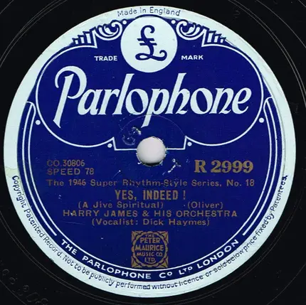Harry James And His Orchestra - Jughead / Yes, Indeed!