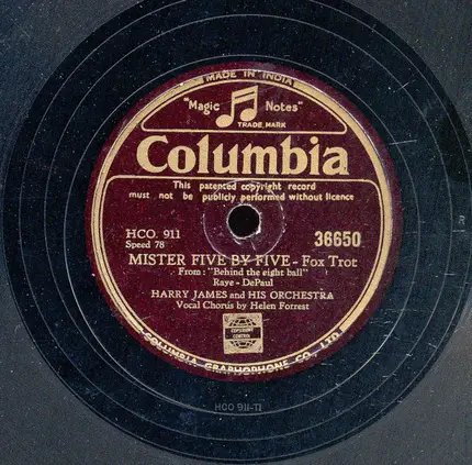 Harry James And His Orchestra - Mister Five By Five / That Soldier Of Mine