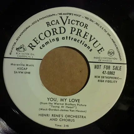 Henri René And His Orchestra And Chorus - Paris Loves Lovers / You, My Love