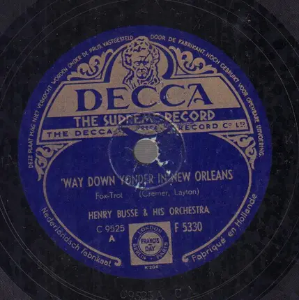 Henry Busse And His Orchestra - 'Way Down Yonder In New Orleans / Hot Lips