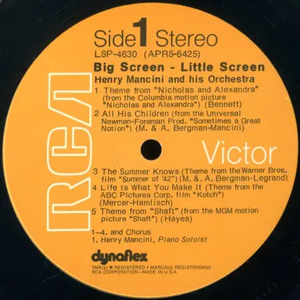 Henry Mancini And His Orchestra And Chorus - Big Screen - Little Screen
