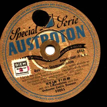 Hein Timm , Orchestra Cedric Dumont - Aus Der Seemannskiste