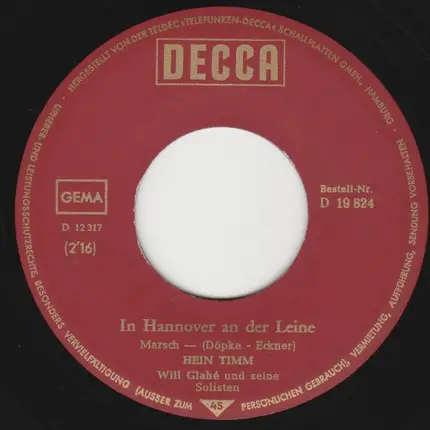 Hein Timm - In Hannover An Der Leine / Erbsensuppe