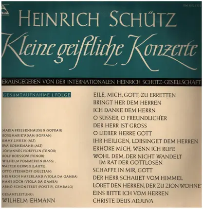 Heinrich Schütz - Kleine Geistliche Konzerte (Gesamtaufnahme 1. Folge)