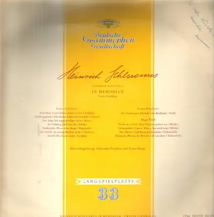 Heinrich Schlusnus - In Memoriam II; Franz Schubert, Hugo Wolf