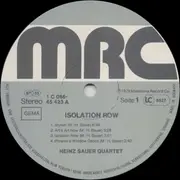 LP - Heinz Sauer Quartet - Isolation Row